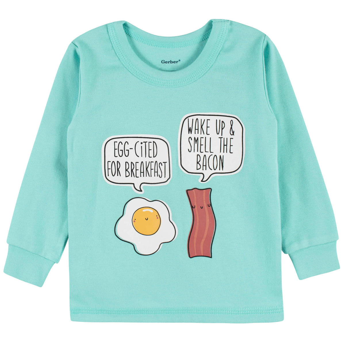 4-Piece Infant & Toddler Neutral Breakfast Snug Fit Cotton Pajamas, view 5