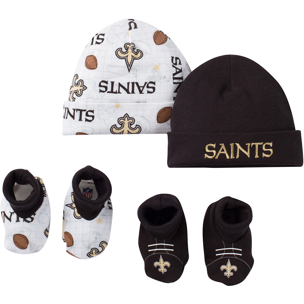 NFL 4-Piece Baby Boys Saints Knit Hat and Booties
