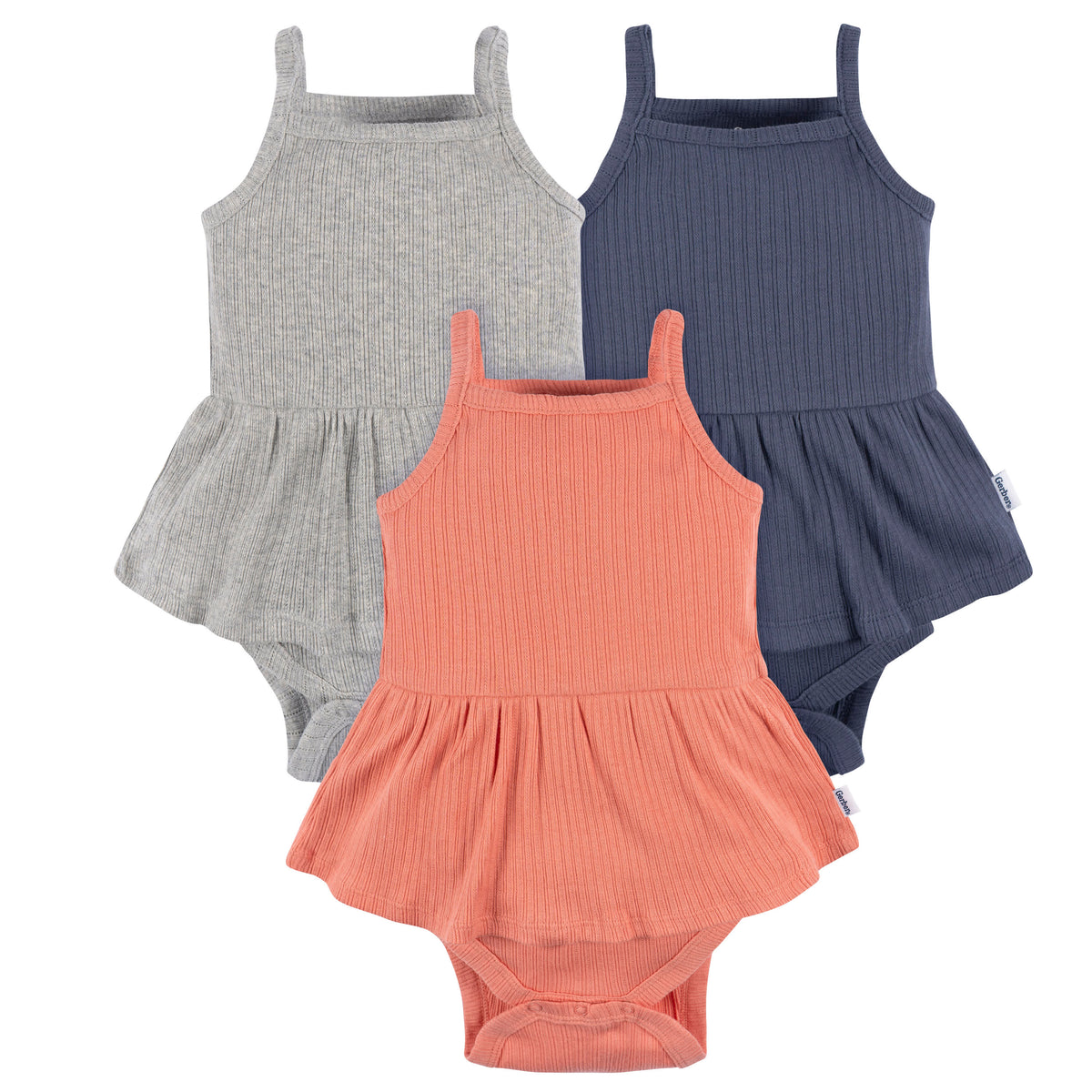 3-Pack Baby Girls Lantana Sleeveless Skirted Onesies Bodysuits
