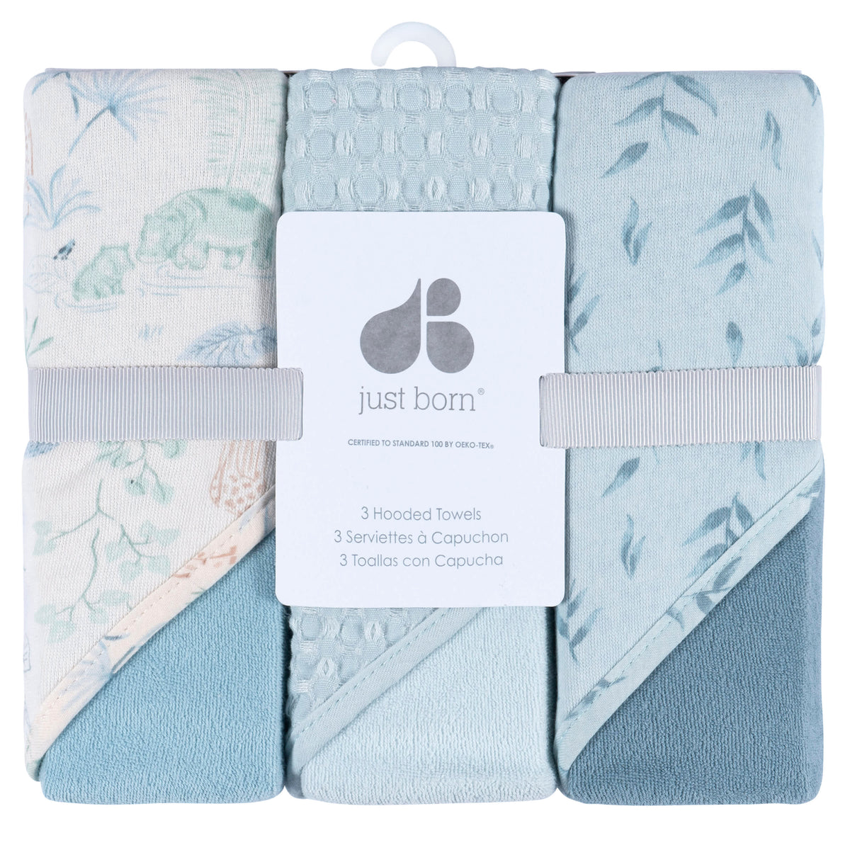 3-Piece Baby Boys Blue Hooded Towel, view 8