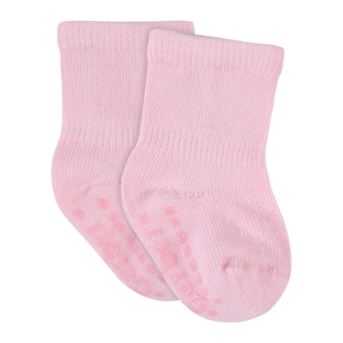 8-Pack Baby & Toddler Light Pink Wiggle-Proof Jersey Crew Socks, view 2