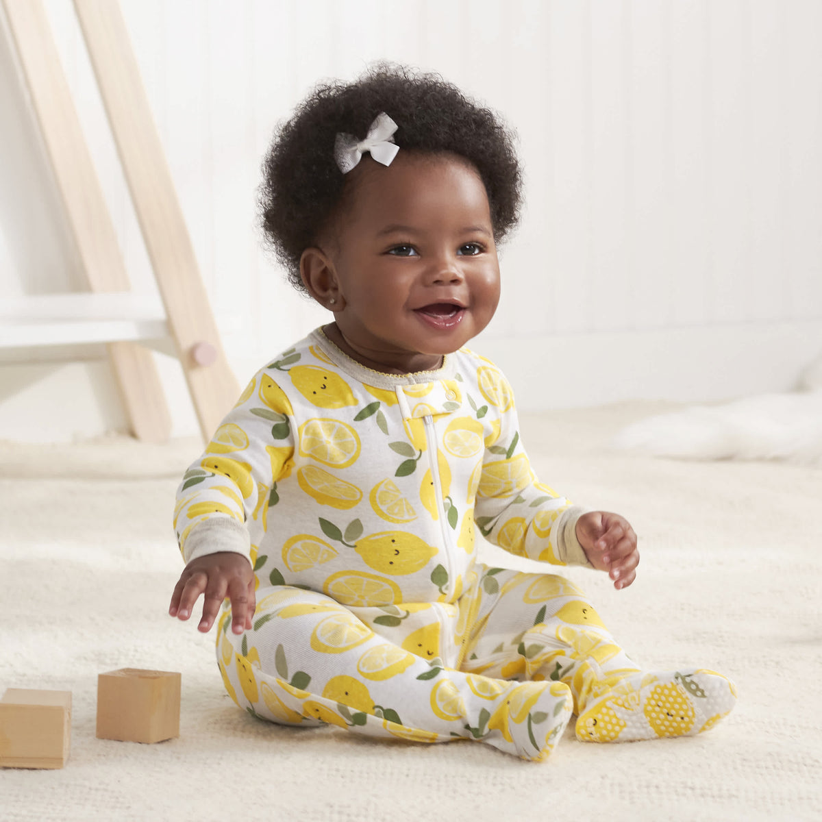 2-Pack Baby & Toddler Girls Lemon Squeeze Snug Fit Footed Cotton Pajamas, view 2