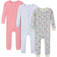 3-Pack Baby & Toddler Girls Ditsy Floral Snug-Fitting Footless Pajamas