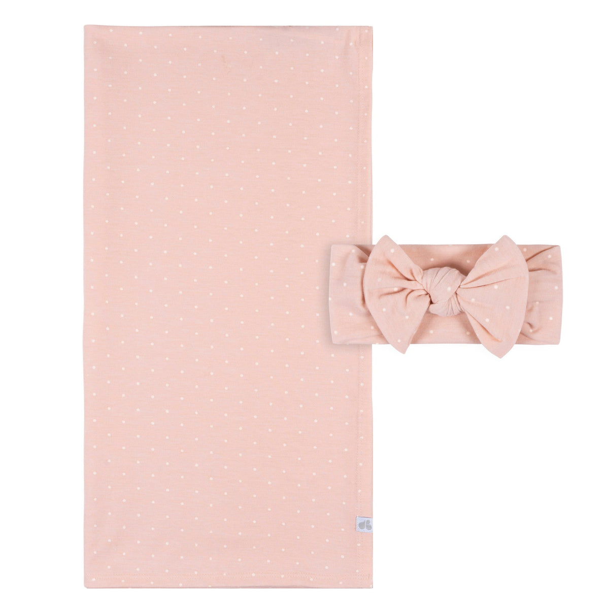 2-Piece Baby Girls Pink Swaddle Blanket & Headband Set