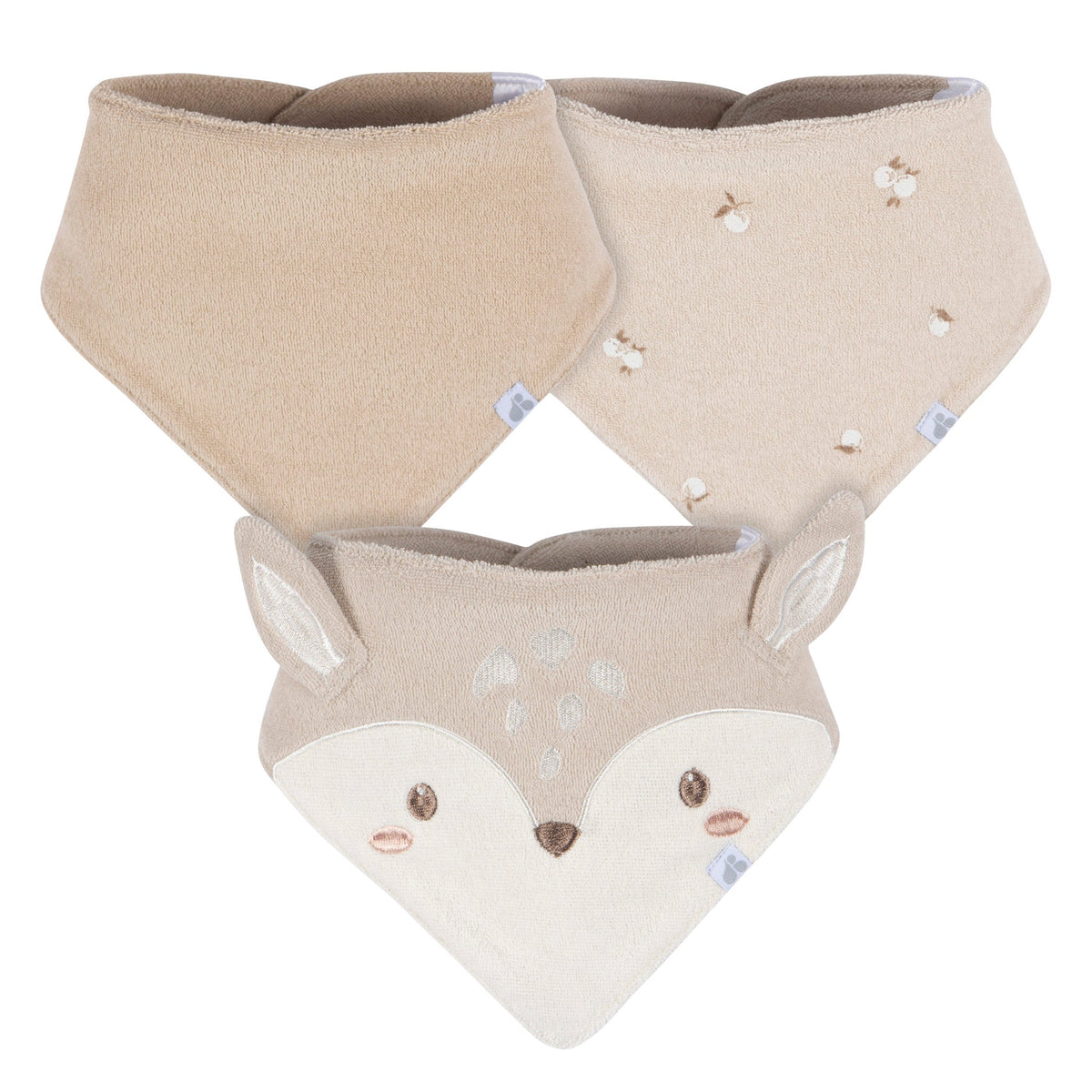 3-Pack Baby Neutral Tan Bandana Bib