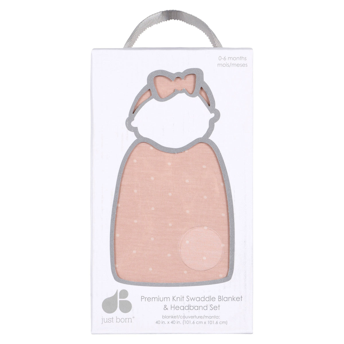 2-Piece Baby Girls Pink Swaddle Blanket & Headband Set, view 5