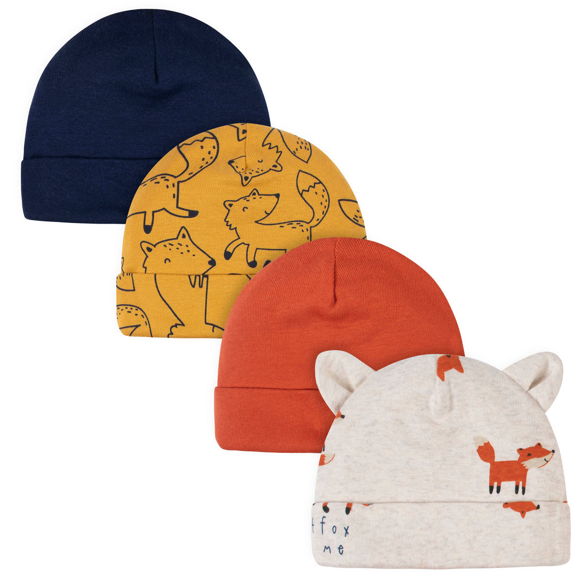 4-Pack Baby Boys Fox Caps