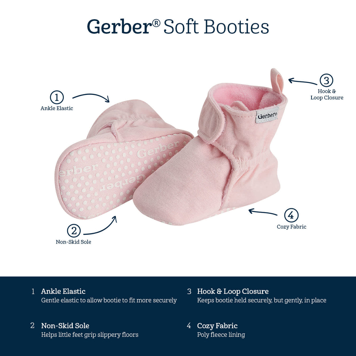 Baby Girls Pink Soft Booties, view 8