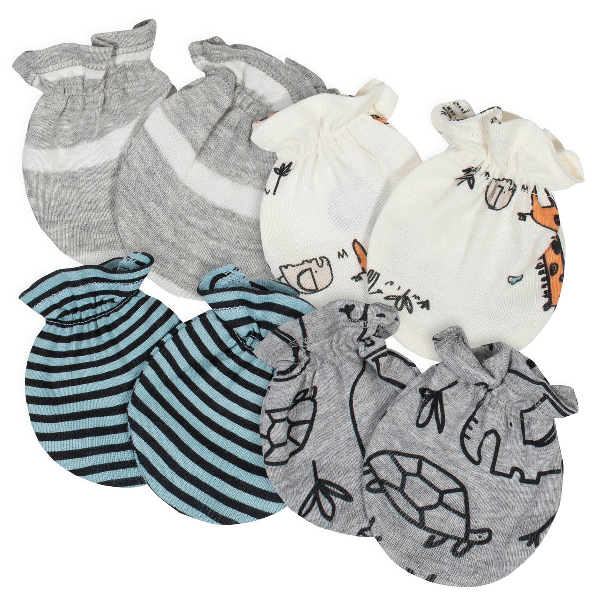 4-Pack Baby Boys Jungle No Scratch Mittens Set