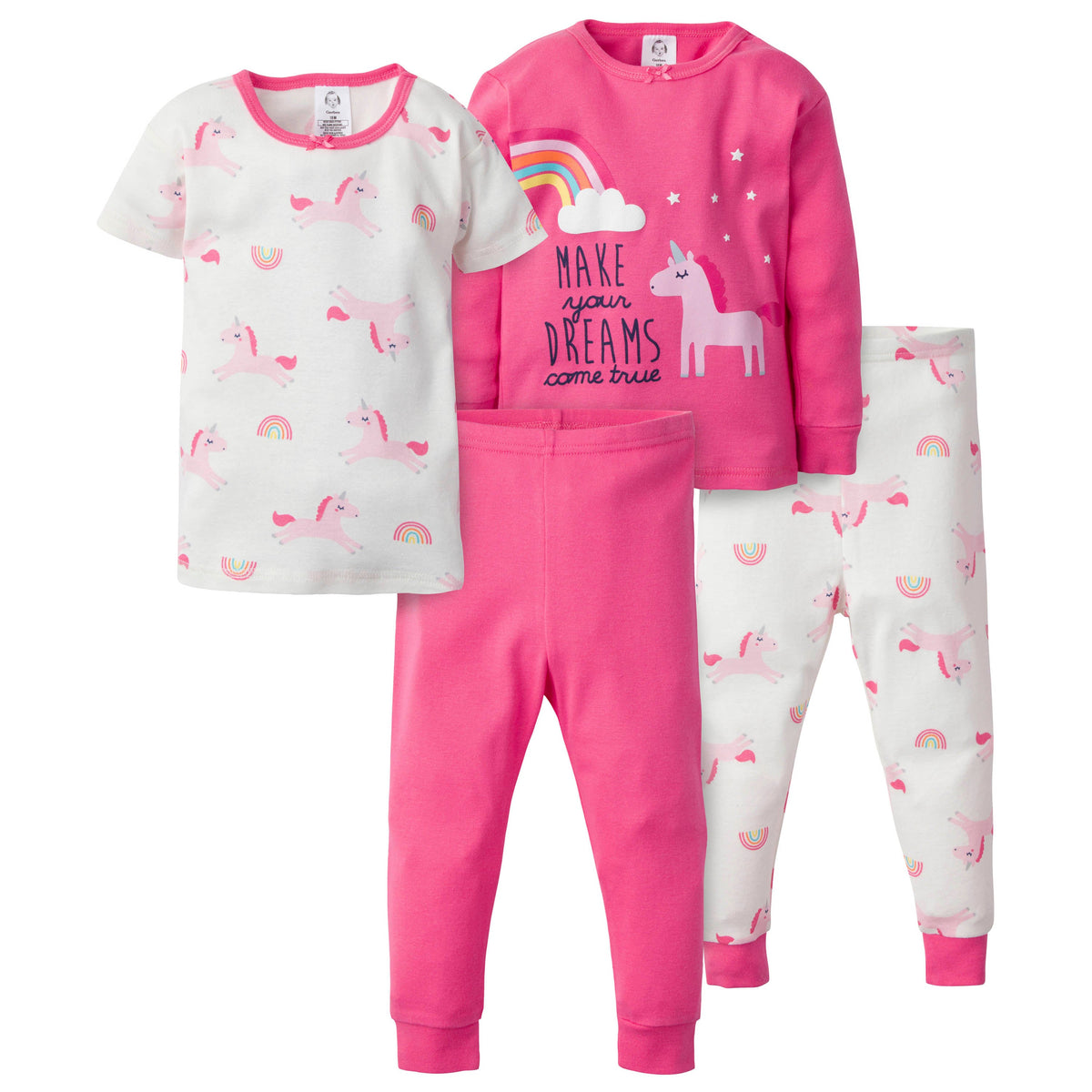 4-Piece Baby Girls Dreams Come True Cotton Pajamas