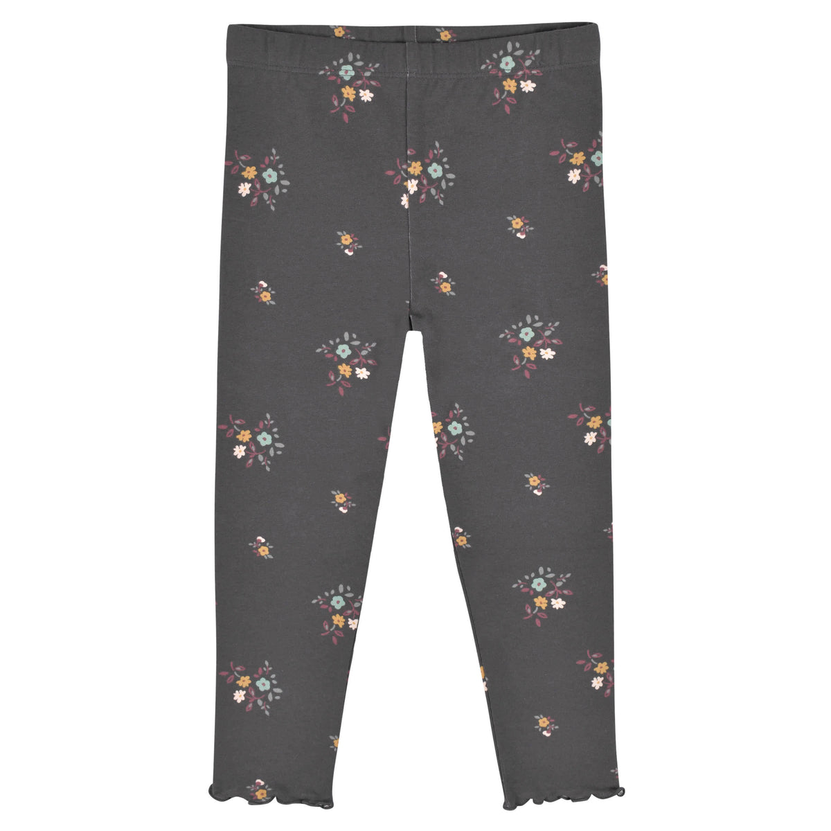 3-Pack Infant & Toddler Girls Mustard & Plum Floral Leggings, view 2