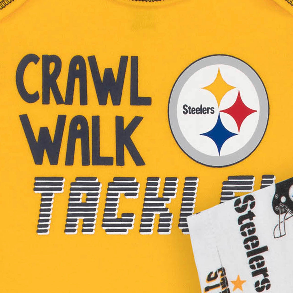 3-Pack Pittsburgh Steelers Short Sleeve Bodysuits, view 2