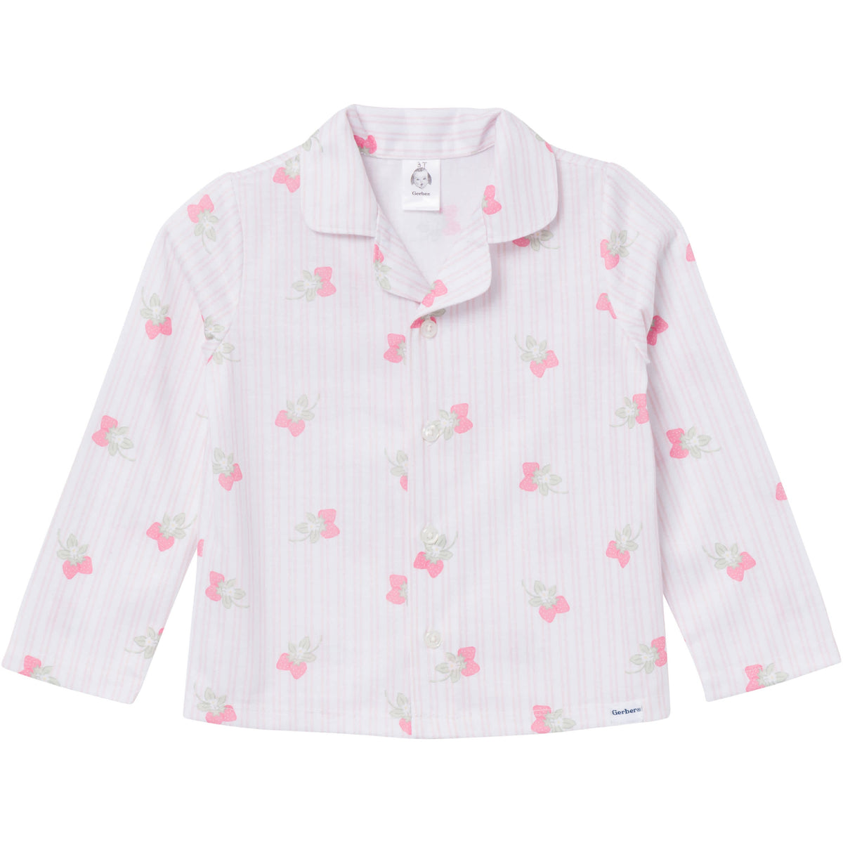 2-Piece Infant & Toddler Girls Berries Button Up Pajama Set, view 2