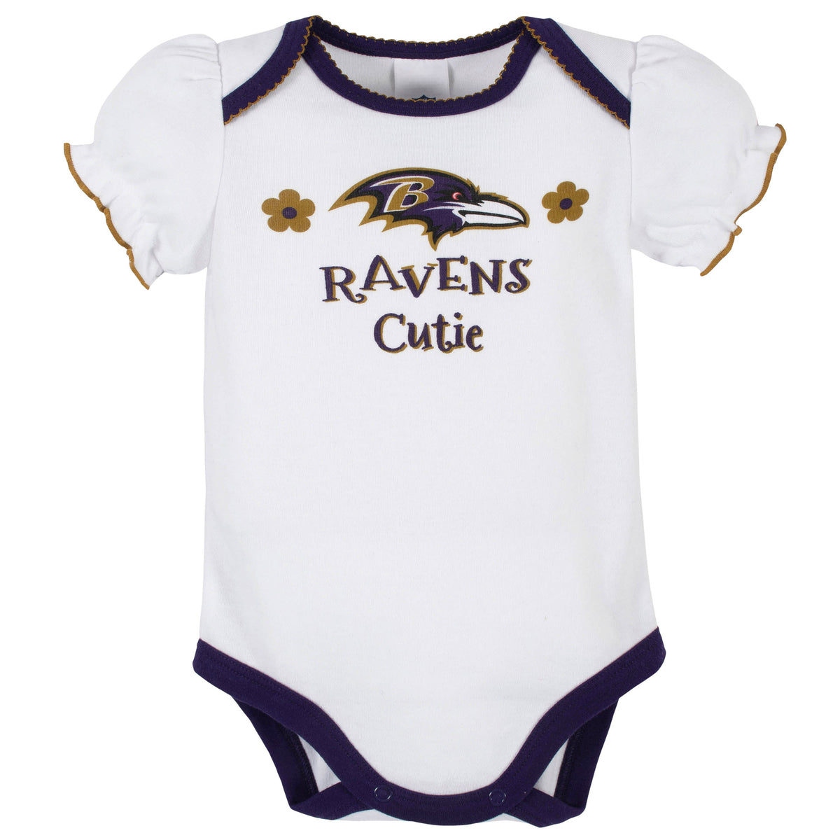 3-Pack Baltimore Ravens Short Sleeve Bodysuits, view 2