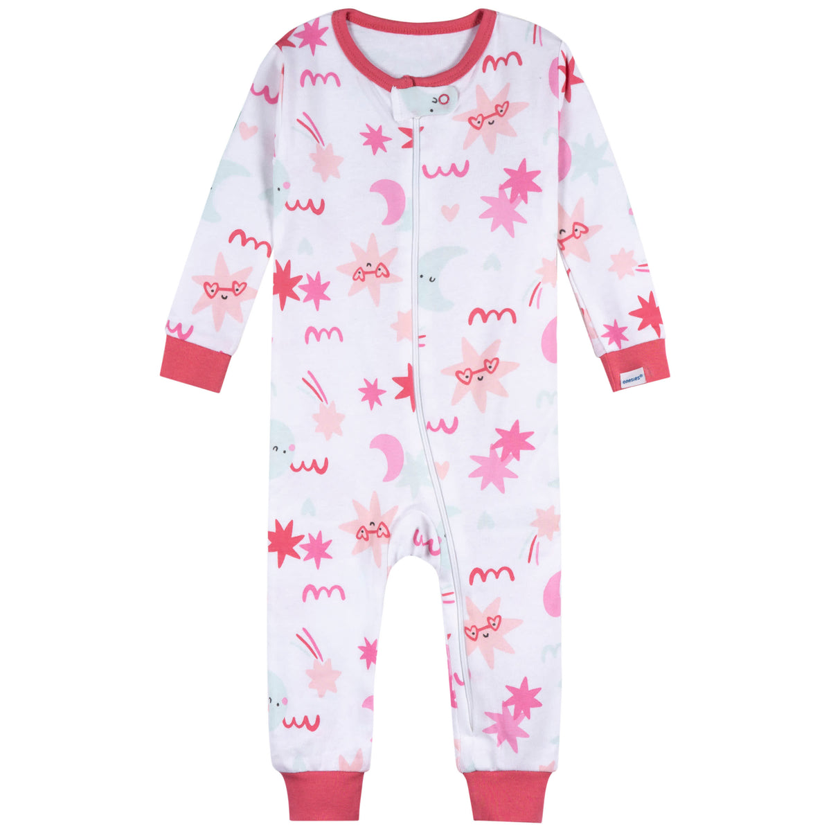 3-Pack Baby Girls Starry Nights Footless Pajamas, view 2