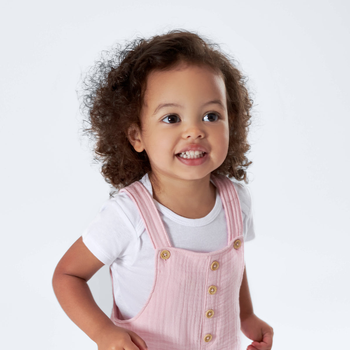 Infant & Toddler Pink Gauze Shortall, view 3
