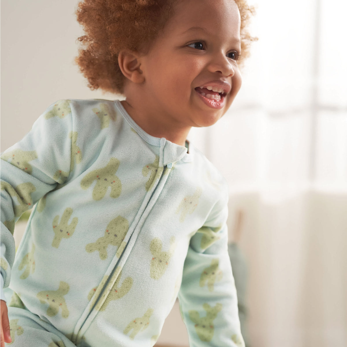 3-Pack Infant & Toddler Neutral Cactus Footless Fleece Pajamas, view 3