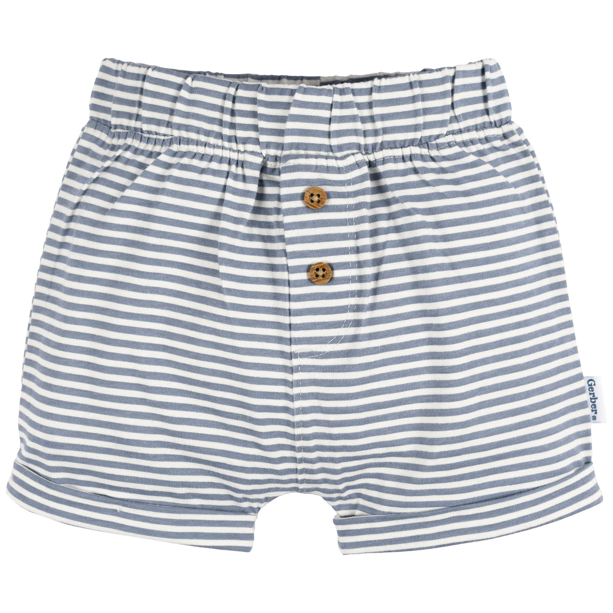 3-Pack Baby Neutral Navy/Oatmeal/Stripe Knit Short, view 2