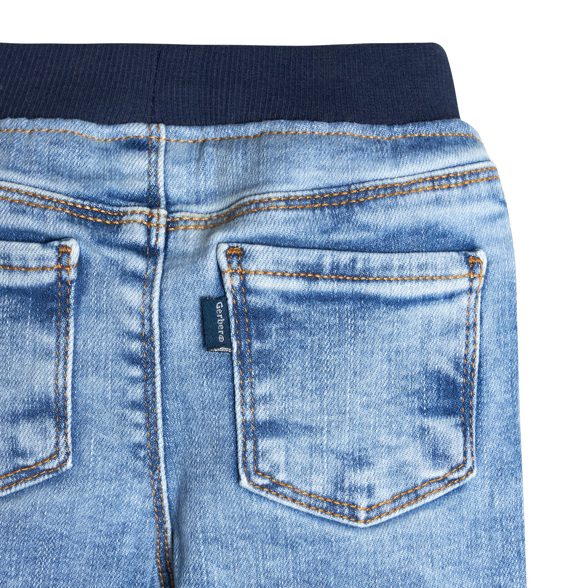 Baby Neutral Light Blue Rib Waist Skinny Jeans, view 7