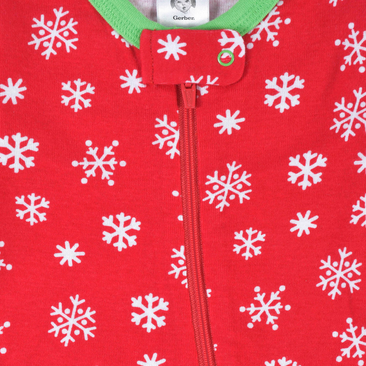 Baby Snowflake Snug Fit Footed Cotton Pajamas, view 2