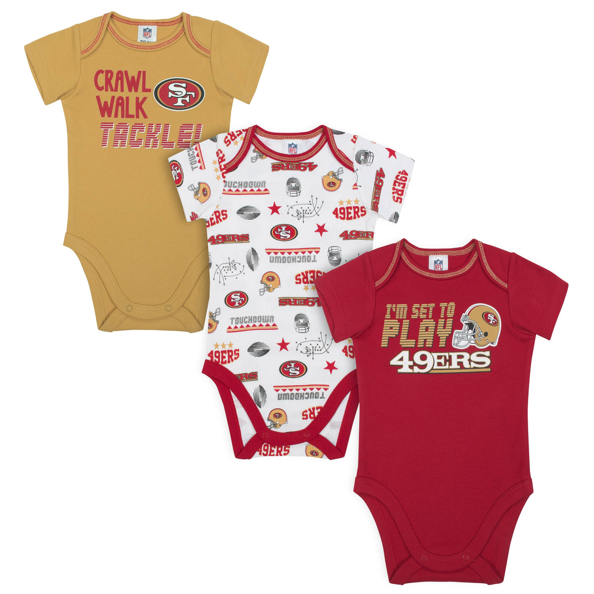 3-Pack San Francisco 49ers Short Sleeve Bodysuits