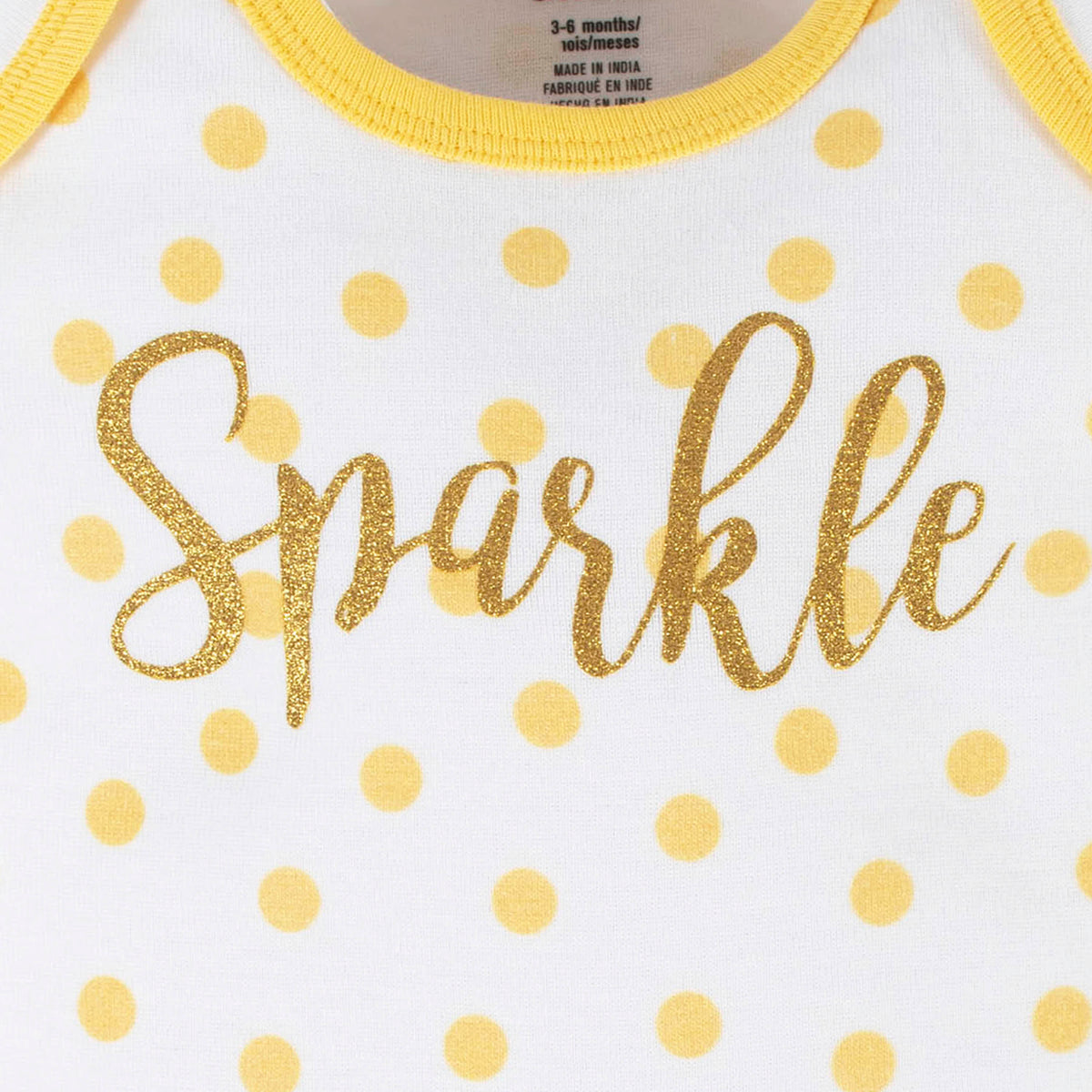 4-Pack Baby Girls Yellow Garden Short Sleeve Onesies Bodysuits, view 7
