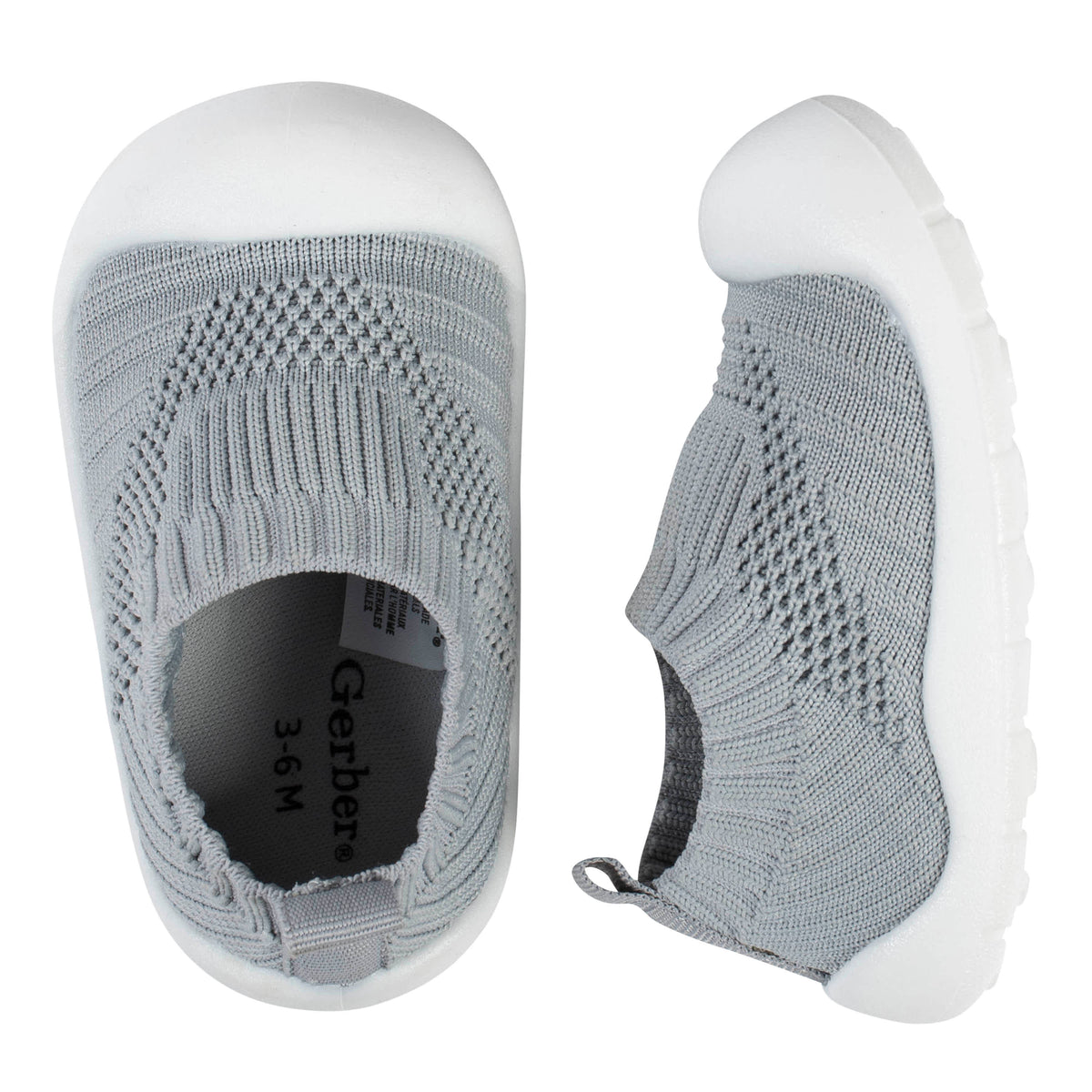 Baby Gray Stretchy Knit Slip-On Sneaker, view 3