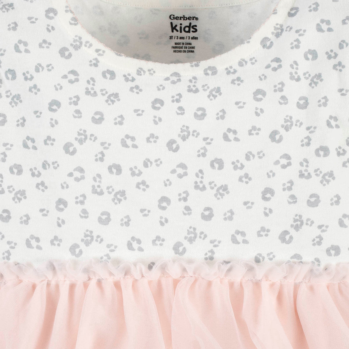 Baby & Toddler Girls Leopard Long Sleeve Tulle Dress, view 2
