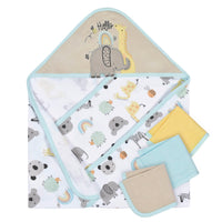 4-Pack Baby Neutral Little Animals Hooded Towel and Washcloths
