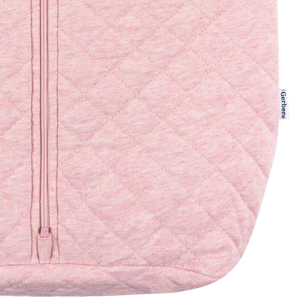 Baby Girls Pink Heather Quilted Jersey Wearable Blanket, view 4