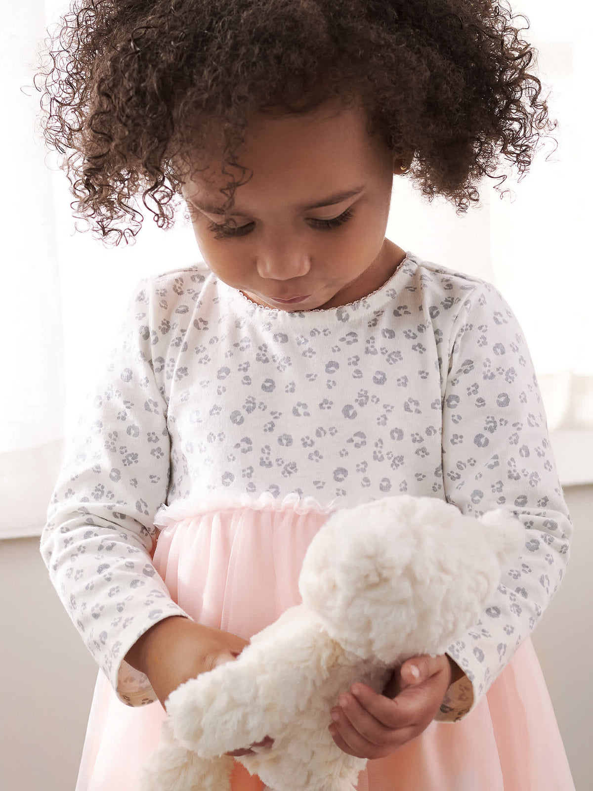 Baby & Toddler Girls Leopard Long Sleeve Tulle Dress, view 7