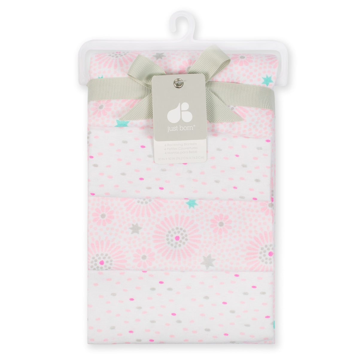 Just Born 4-Pack Baby Girls Floral Receiving Blankets, view 2