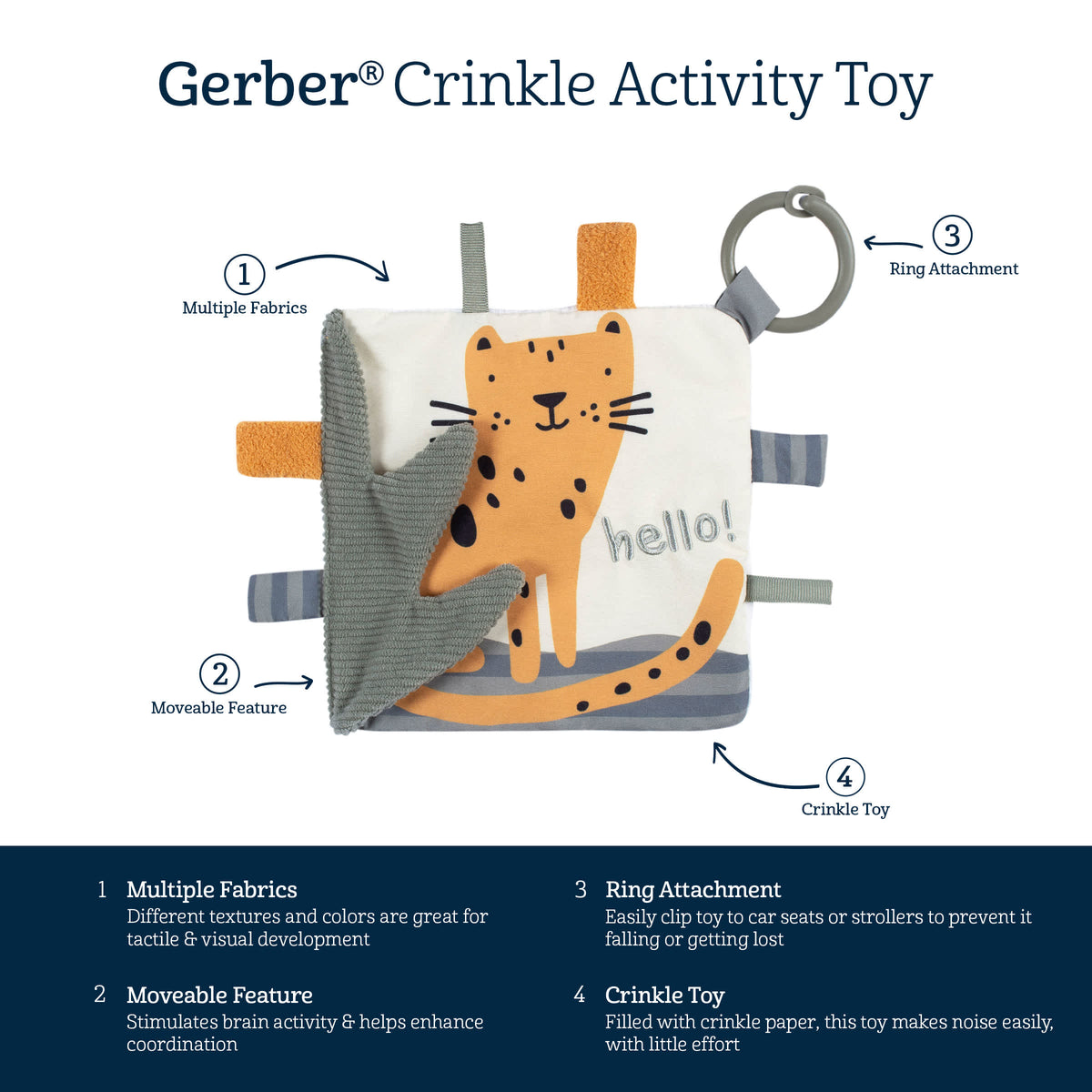 Baby Cheetah Crinkle Toy, view 7