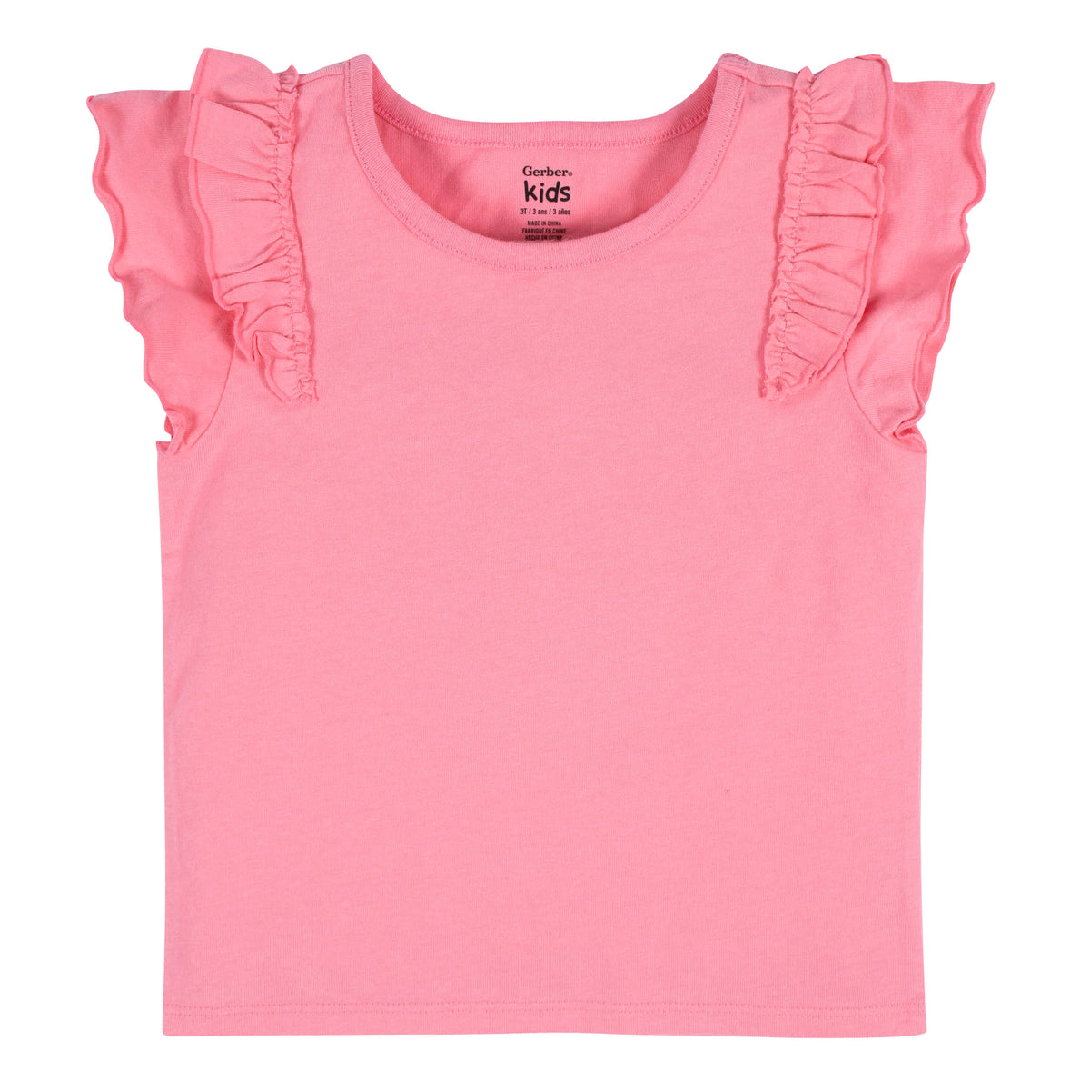 2-Pack Infant & Toddler Girls Pink & White Double Ruffle Tops, view 4