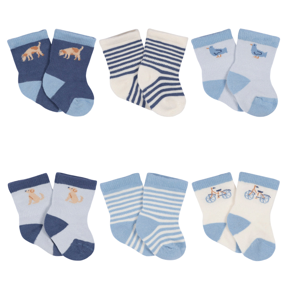 6-Pack Baby Boys Puppy Playground Wiggle Proof Socks