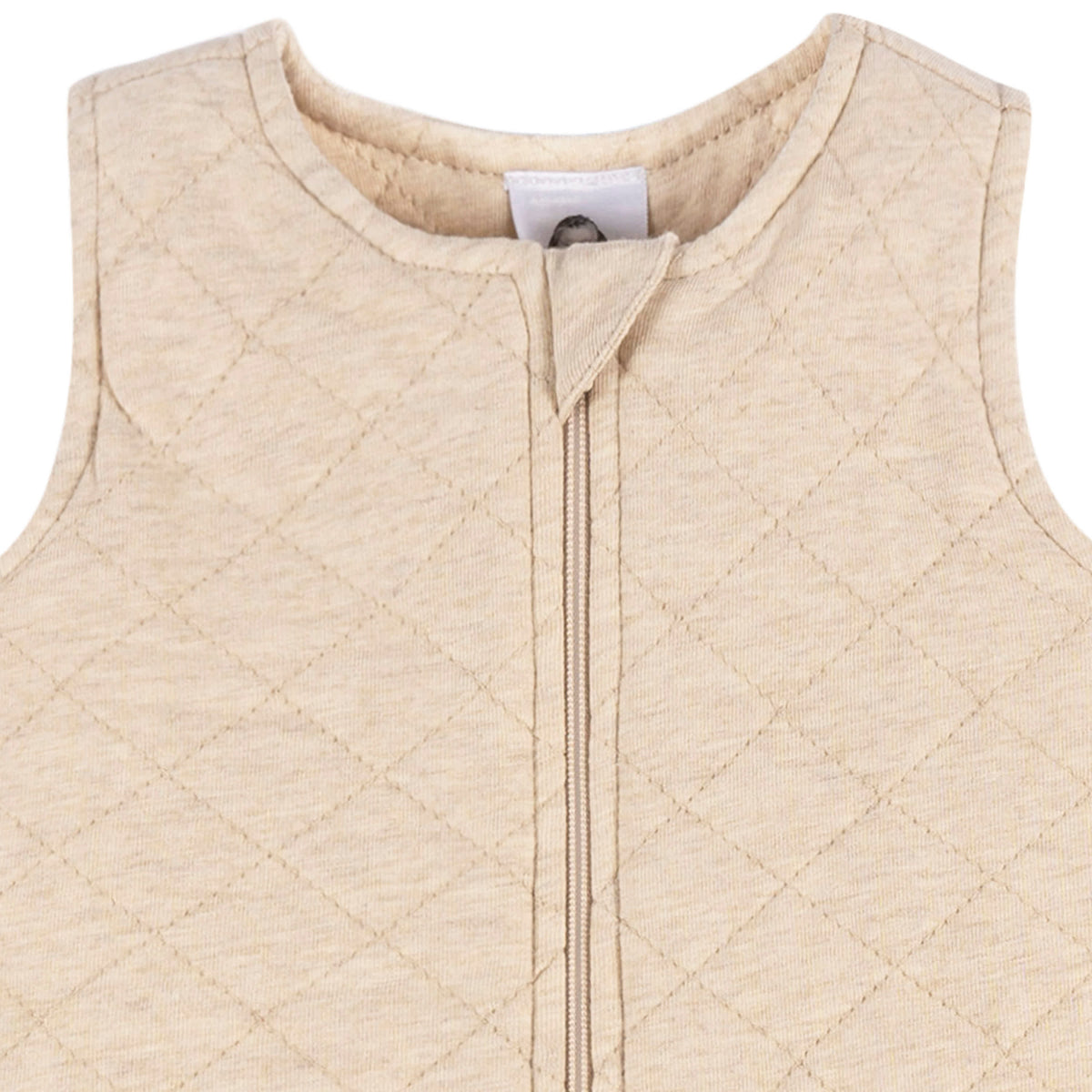 Baby Neutral Oatmeal Heather Quilted Jersey Wearable Blanket, view 2