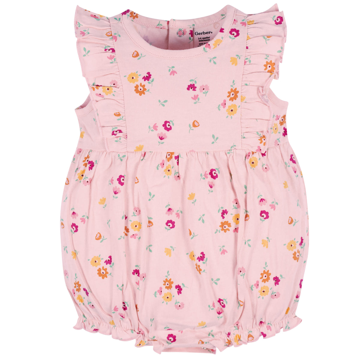 3-Pack Baby Girls Floral Fox Rompers, view 8