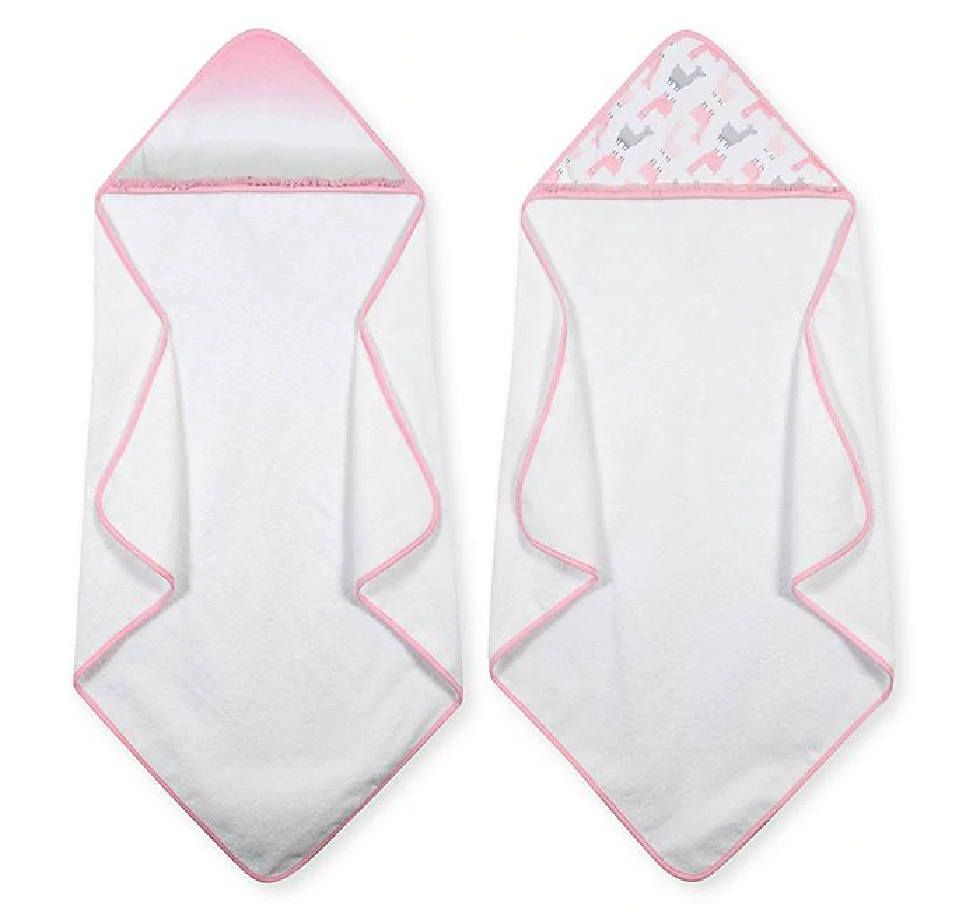 2-Pack Baby Girls Ombre Hooded Towels