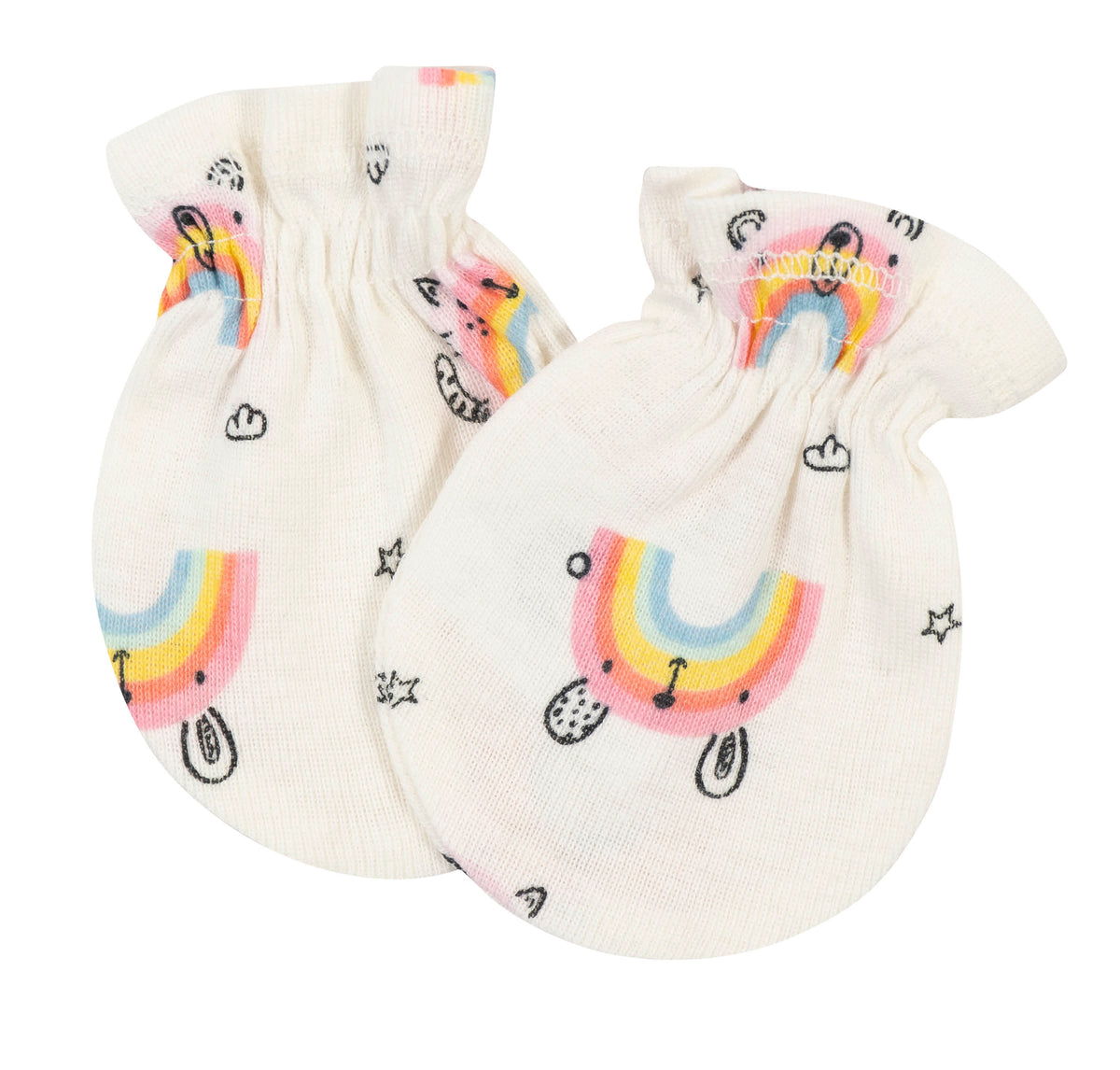 3-Pack Baby Girls Rainbow No Scratch Mittens, view 2