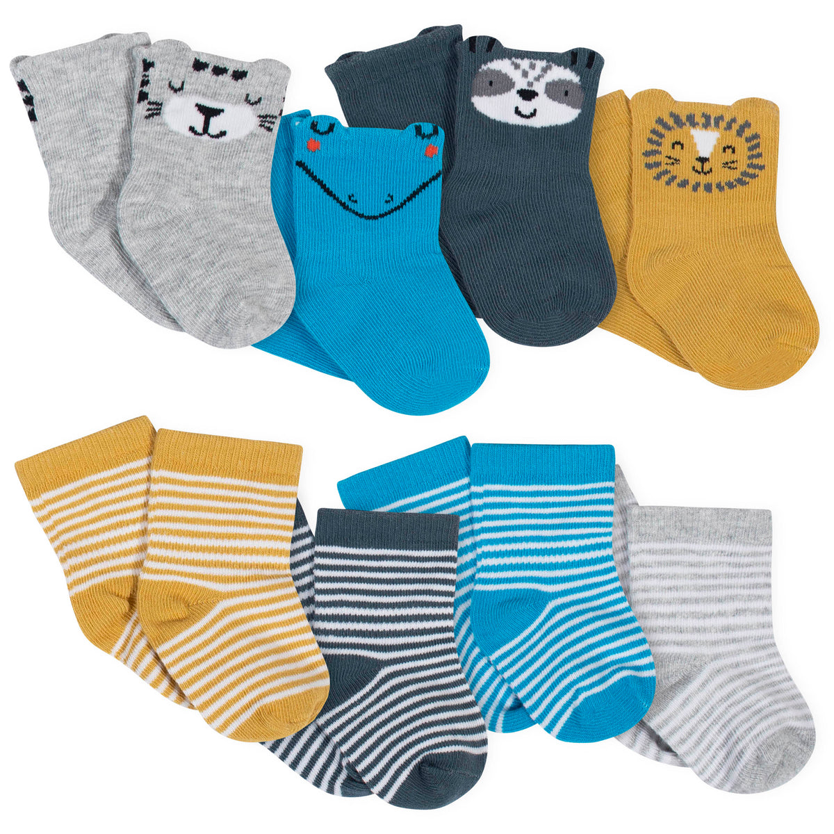 8-Pack Boys Wild Animals Jersey Crew Socks