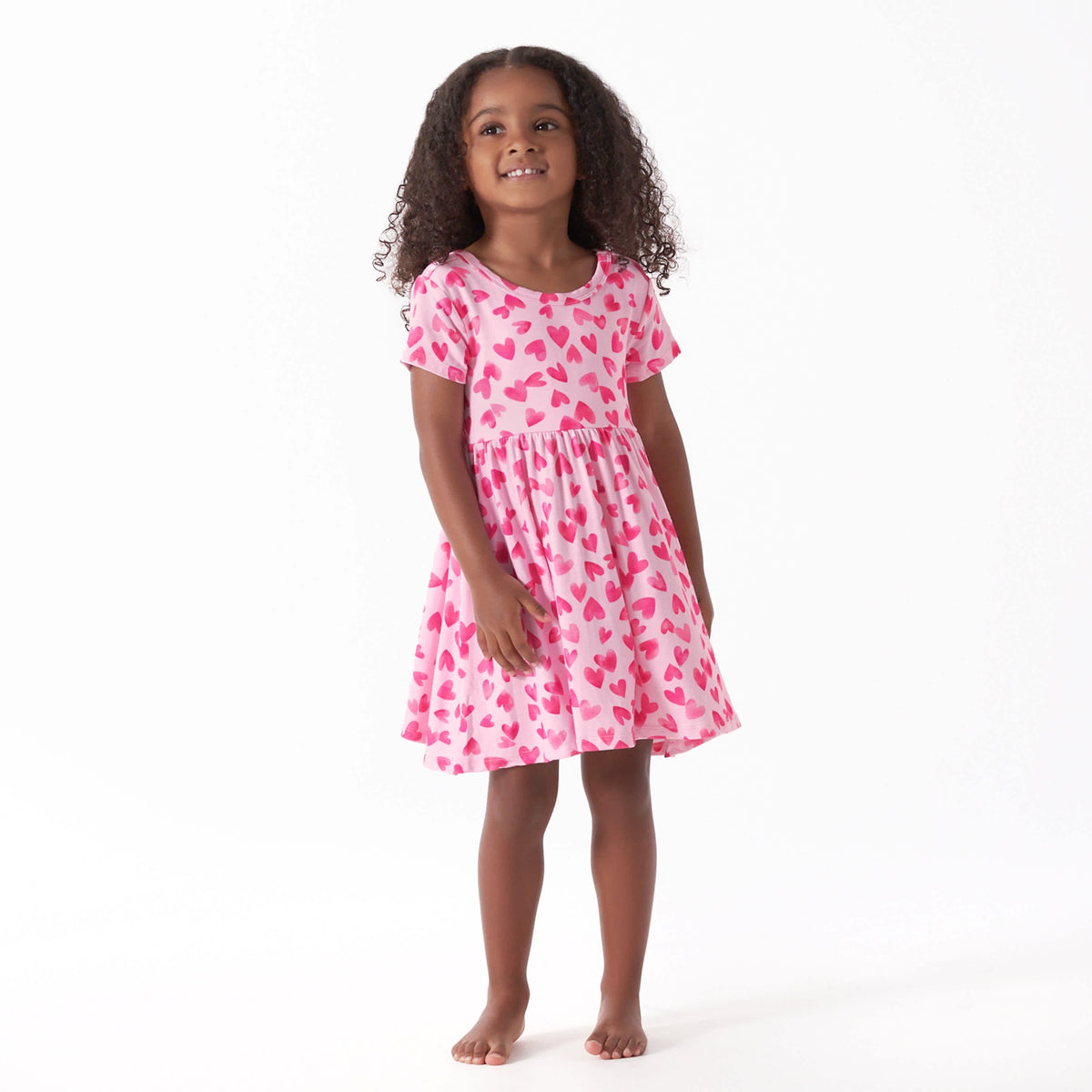 Infant & Toddler Girls Heartfelt Buttery Soft Viscose Made from Eucalyptus Twirl Dress, view 1
