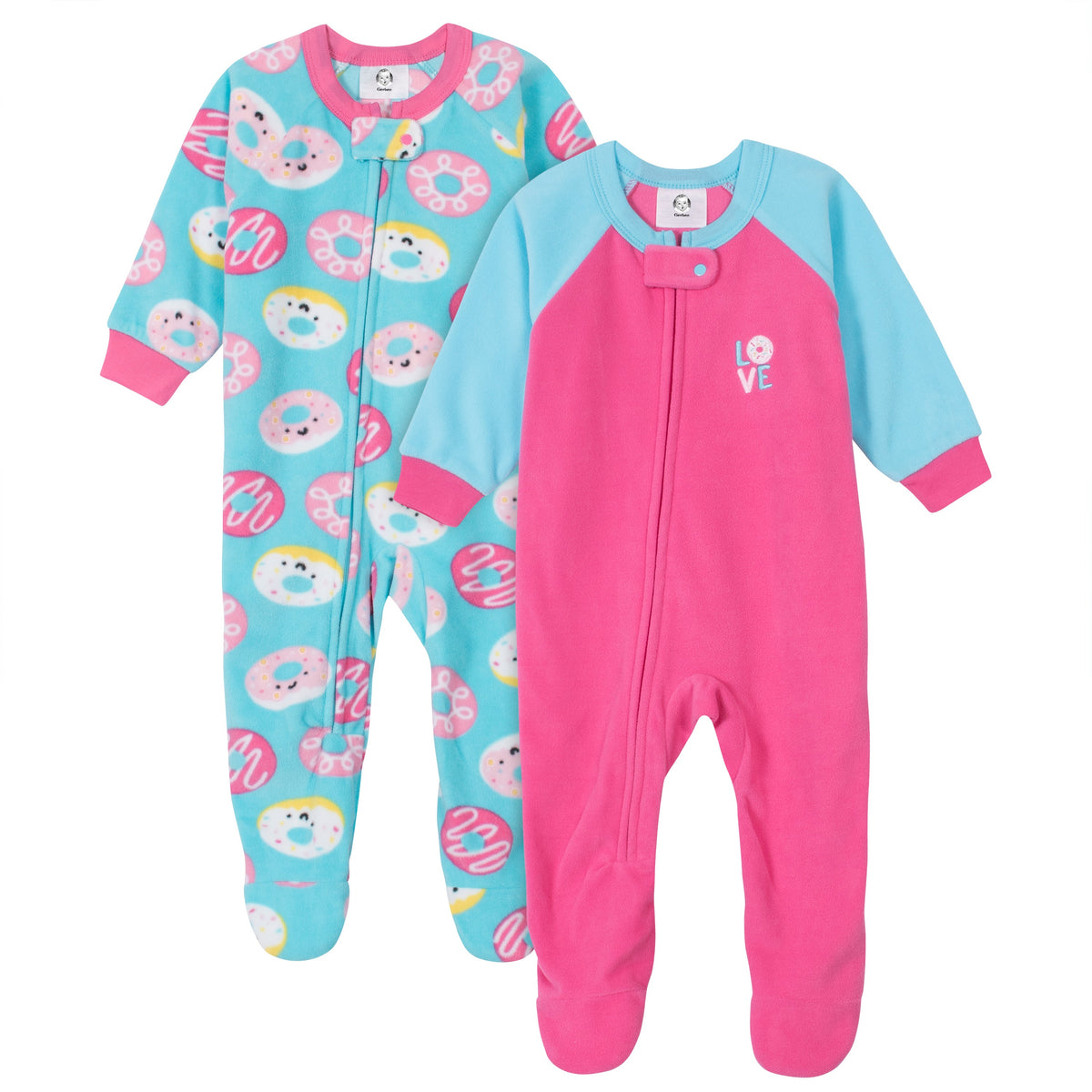 2-Pack Baby Girls Donuts Blanket Sleepers
