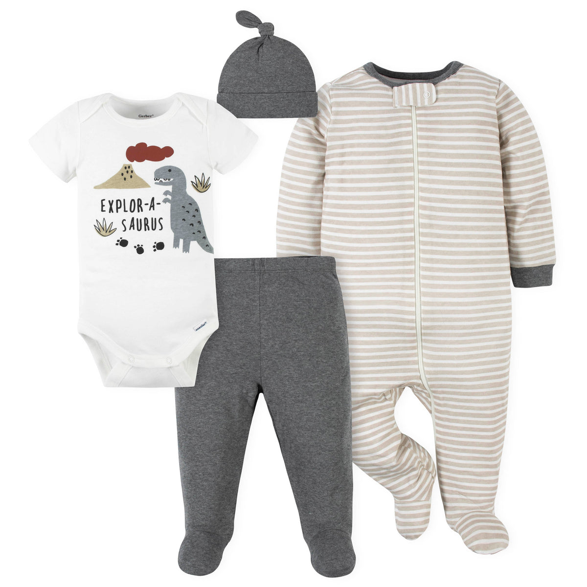 4-Piece Baby Boys Dino Outfit Set