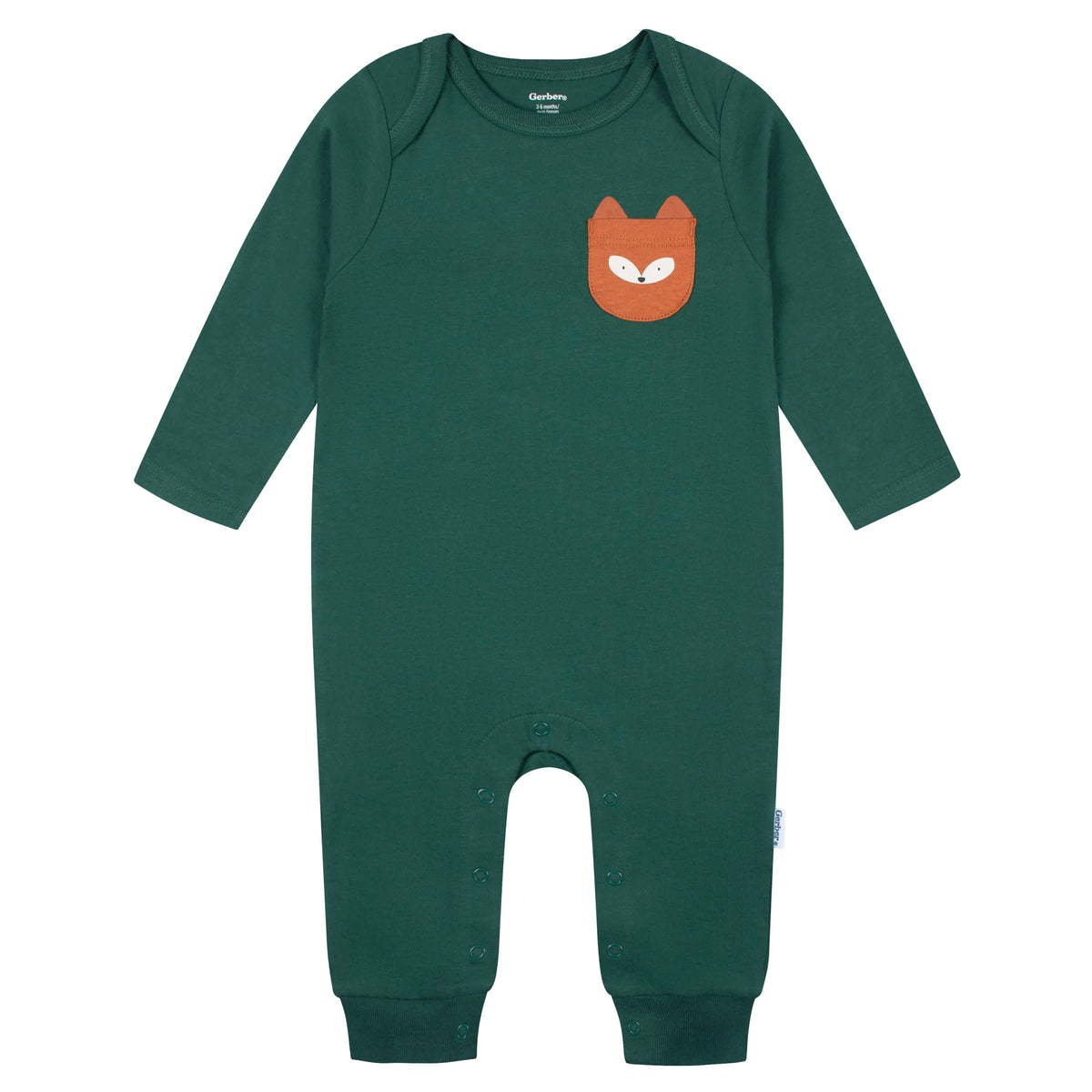 2-Pack Baby Boys Green Fox Rompers, view 2