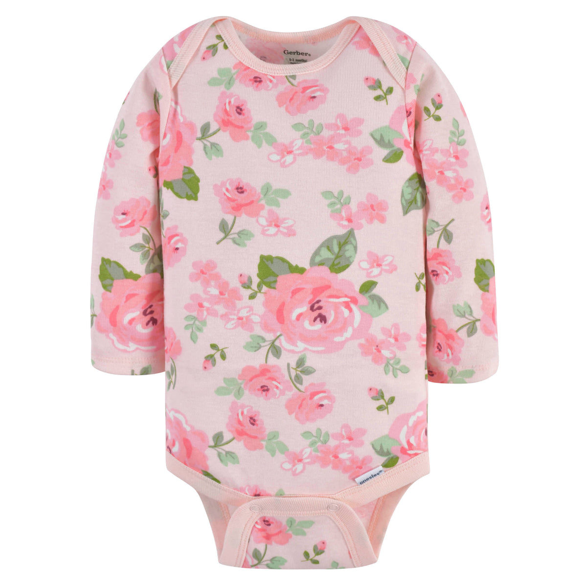 3-Pack Baby Girls Floral Long Sleeve Onesies Bodysuits, view 4