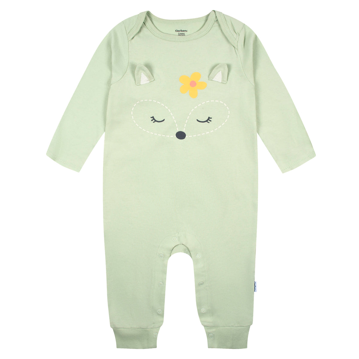 2-Pack Baby Girls Green Fox Rompers, view 2