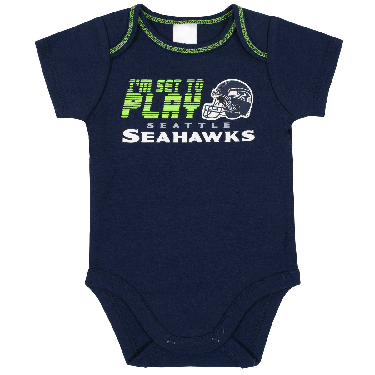 3-Piece Baby Boys Seahawks Bodysuit, Sleep 'N Play, and Cap Set, view 2