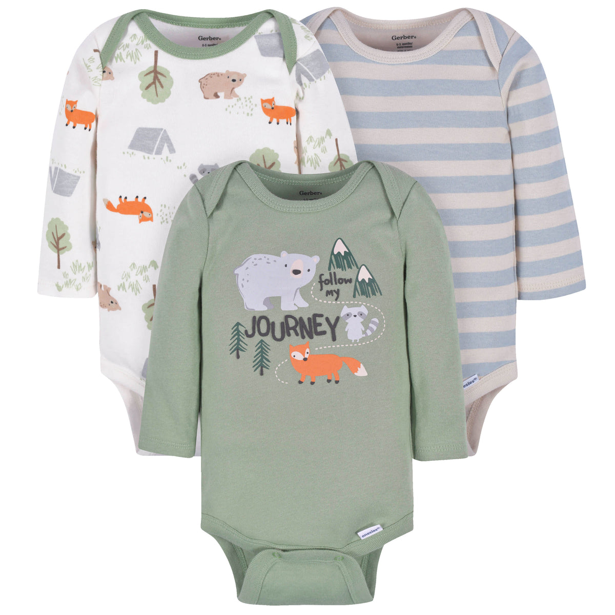 3-Pack Baby Boys Explore Long Sleeve Onesies Bodysuits