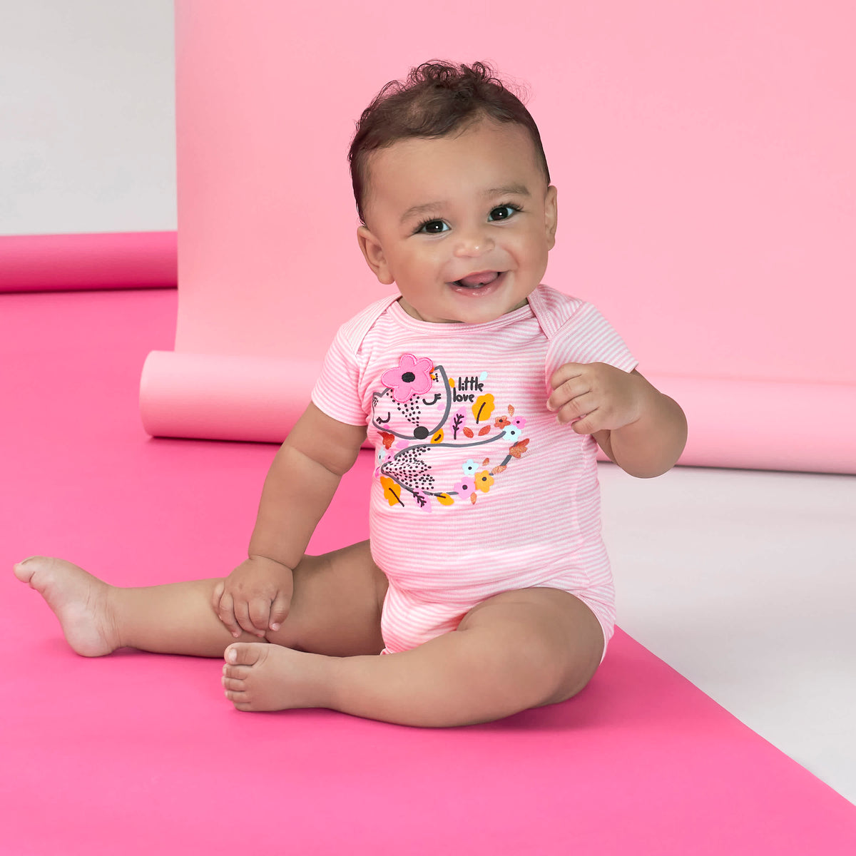 5-Pack Baby Girls Fox Short Sleeve Onesies Bodysuits, view 2