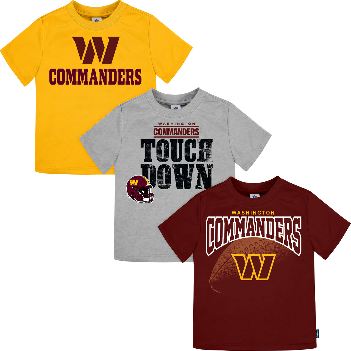 3-Pack Baby & Toddler Boys Commanders Short Sleeve Tees